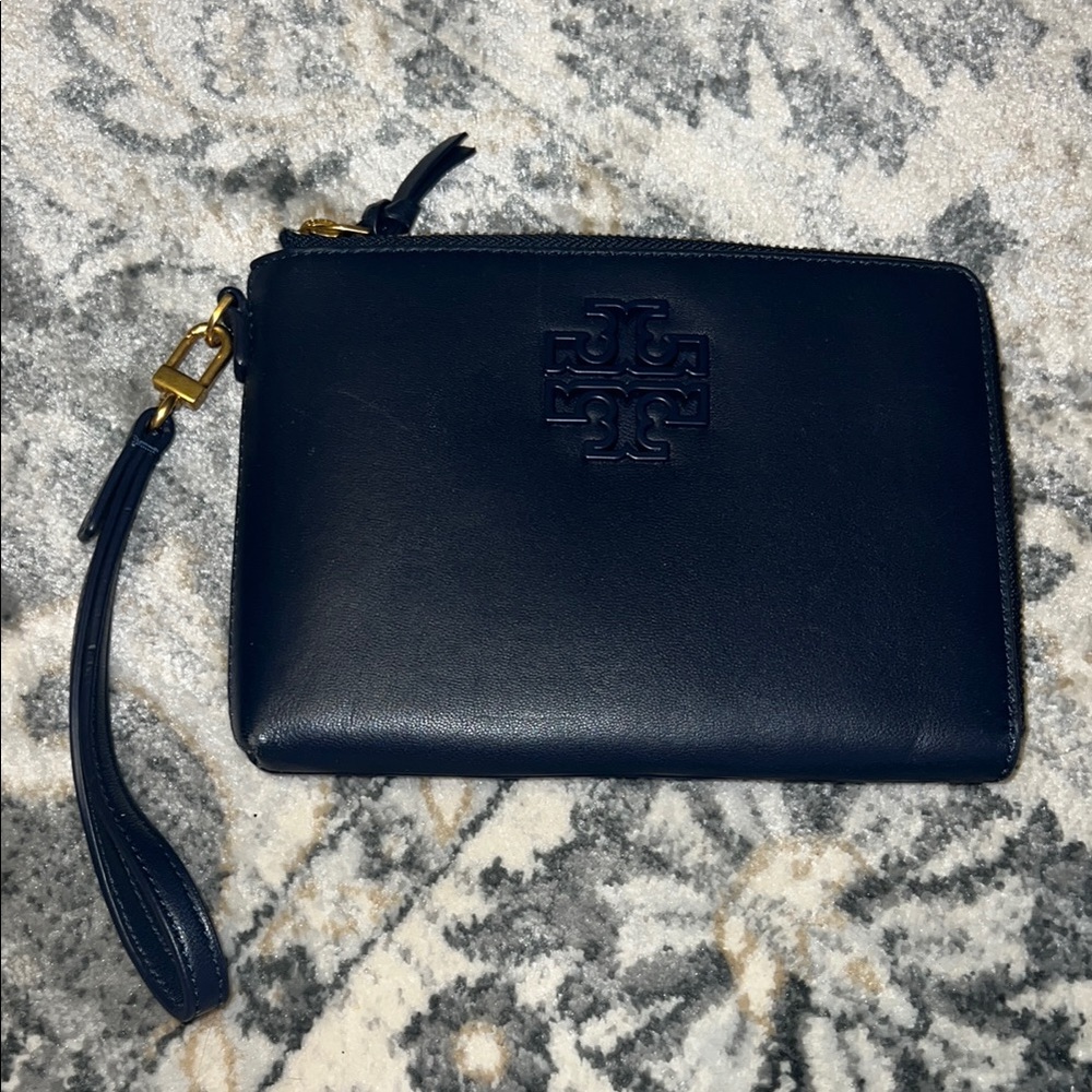 Tory Burch Navy Leather Wristlet